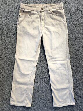 VTG 1982 Levi's Action Jeans Big E Beige Cream 34x30 Made in USA March 1982